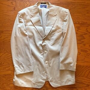 Pendleton Mens Tan Three Button Blazer Sport Coat Tailored in USA Size 44L